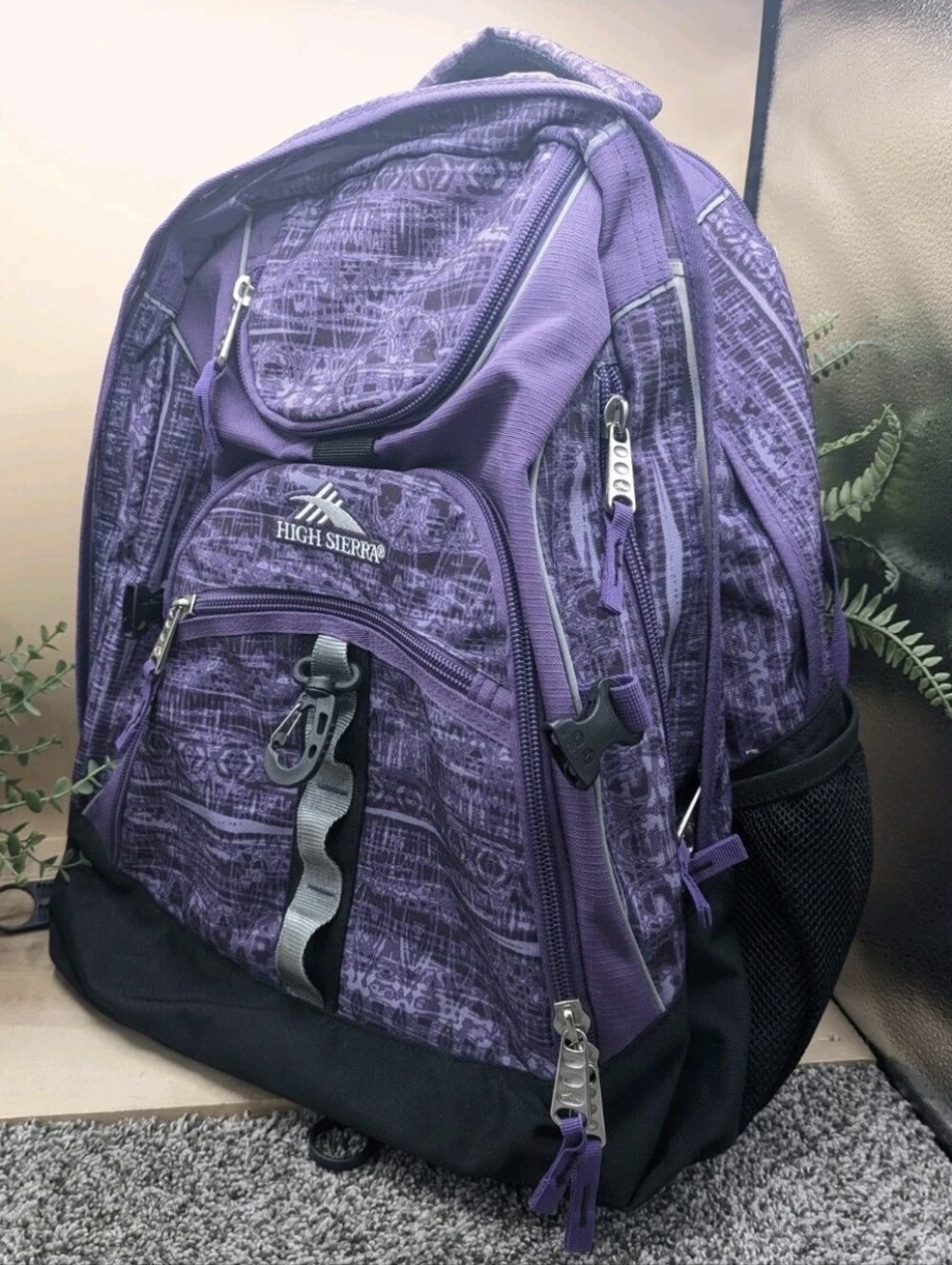 High Sierra Purple Large Back Pack With Laptop Pad Multi Pockets Zip Around...